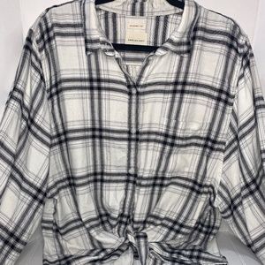 White, Black & Grey tied Flannel
